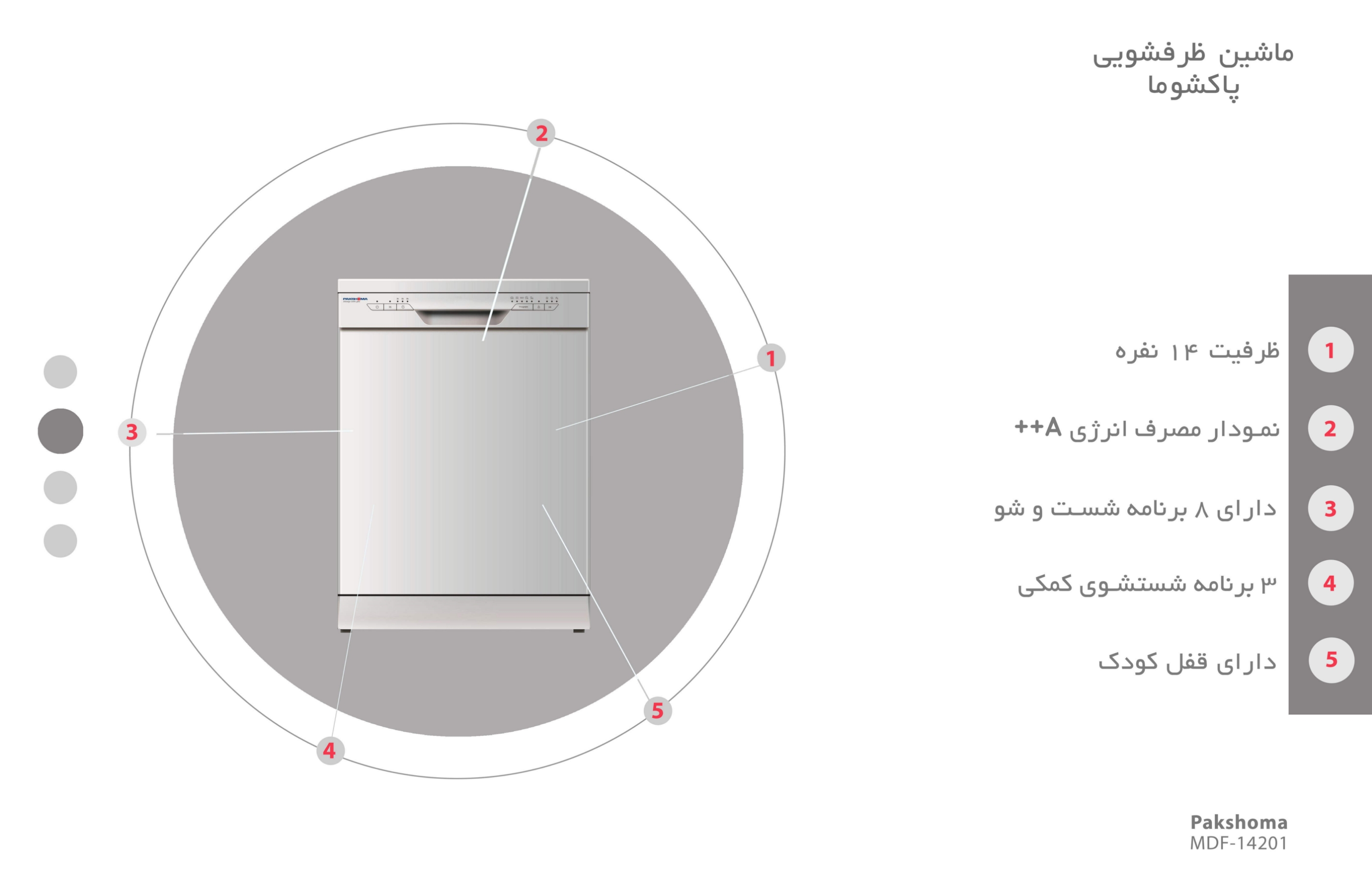 ماشین ظرفشویی پاکشوما مدل MDF-14201